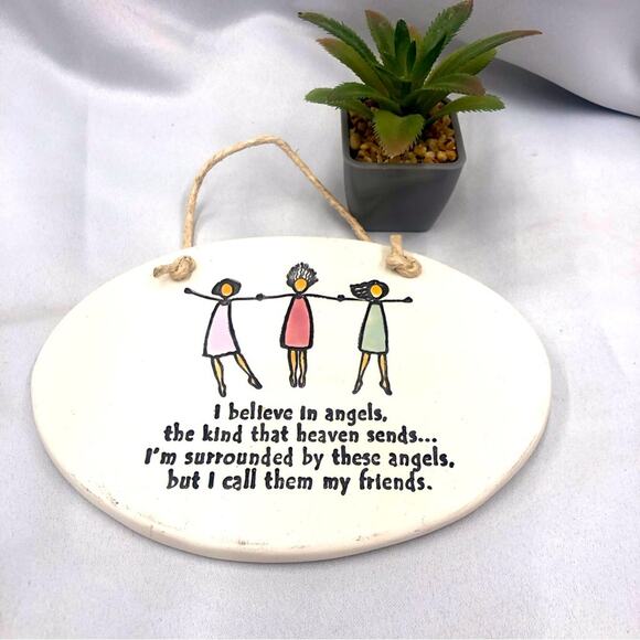 Best Friends August Ceramics Decorative Hanging Wall Plaque - Picture 1 of 13